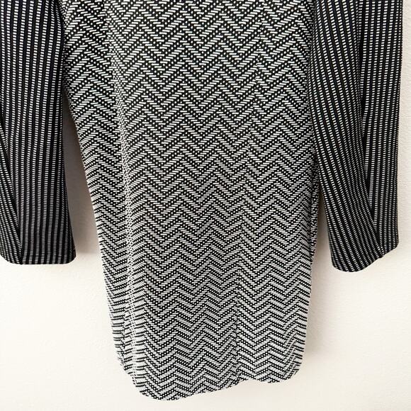 SMASH! | Black White Jacket Coat Mixed Print Patchwork Tie Grommet Long | Small - Picture 7 of 9